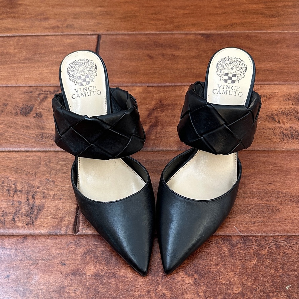 Vince Camuto Black Braided Mules